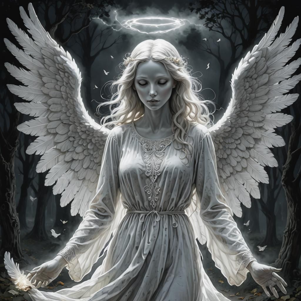 Ethereal Ghostlit Angel in Divine Light
