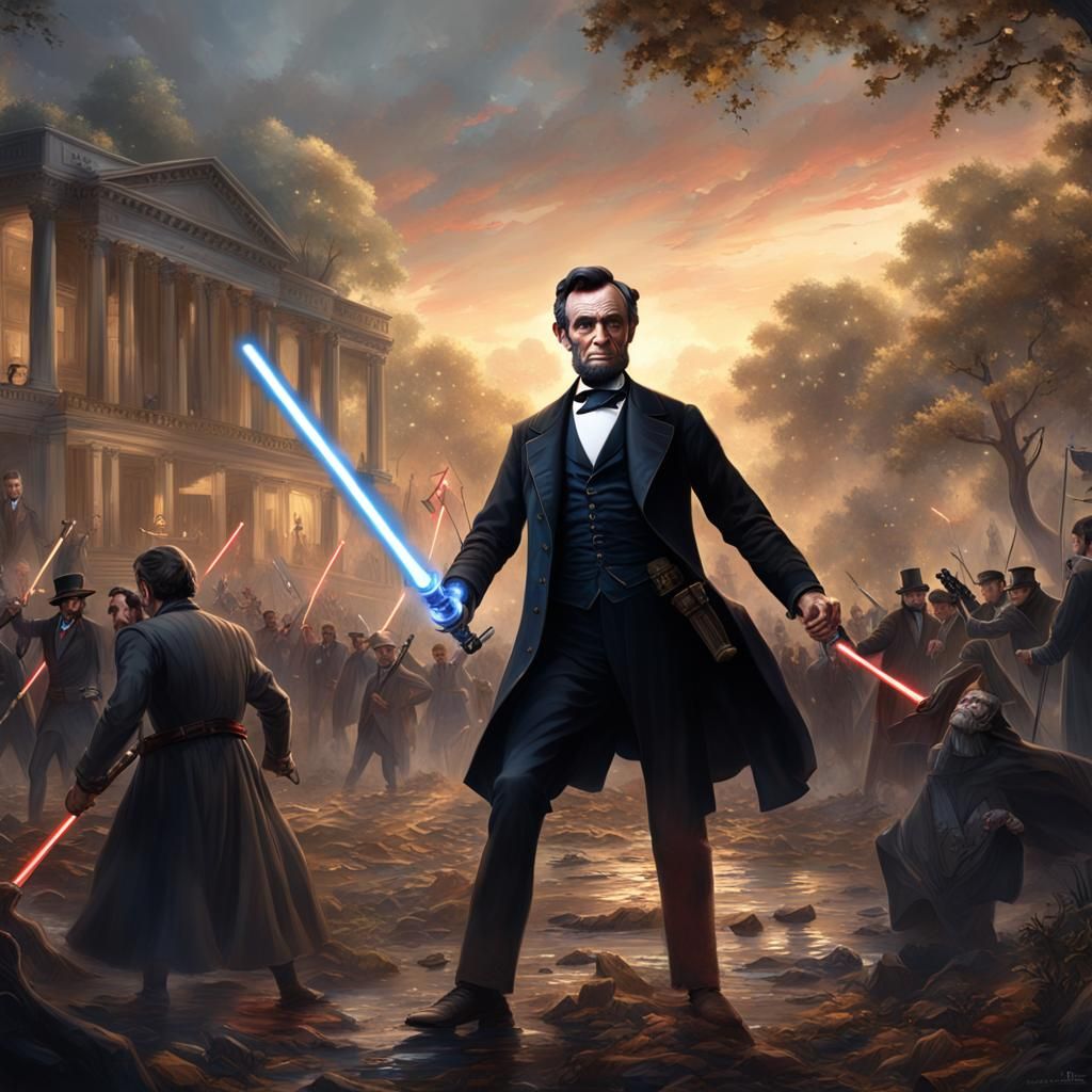 Abraham Lincoln wields a light-saber