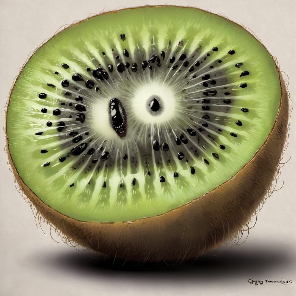 Kiwi Fruit in Dark Fantasy Style