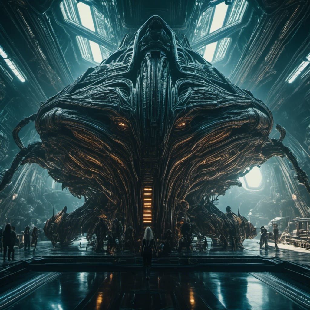 Cyber Realistic Alien in Creative Spaceship