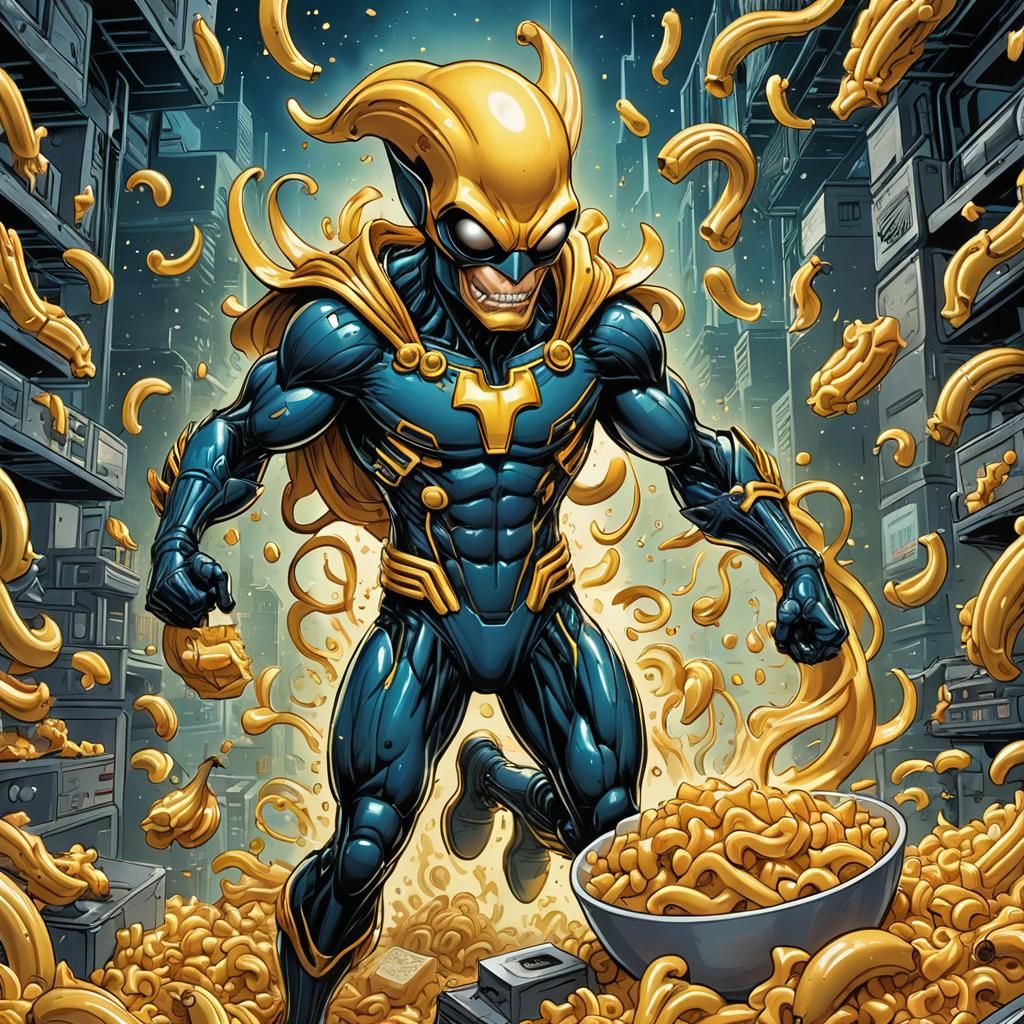 Macaroni Cheese Banana Superhero Alien Comic Art