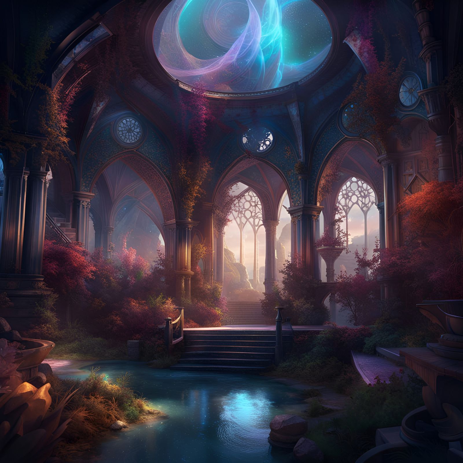 Enchanted Fantasy World in Dark Fantasy Style