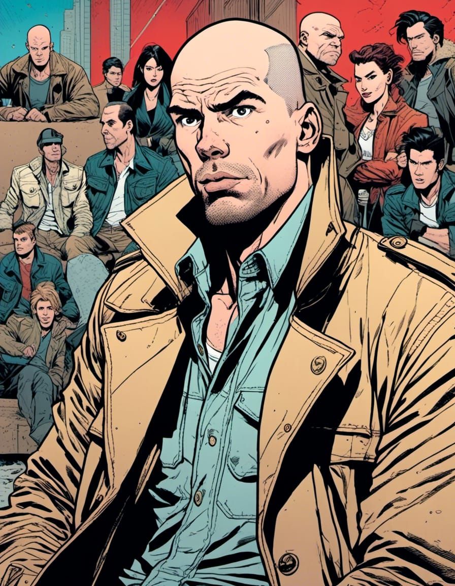 Dystopian Comic Portrait of Ranting Man