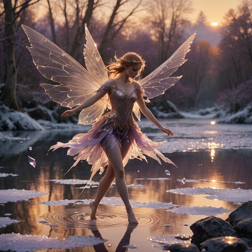 Fairy Ice Skating on Crystalline Lake