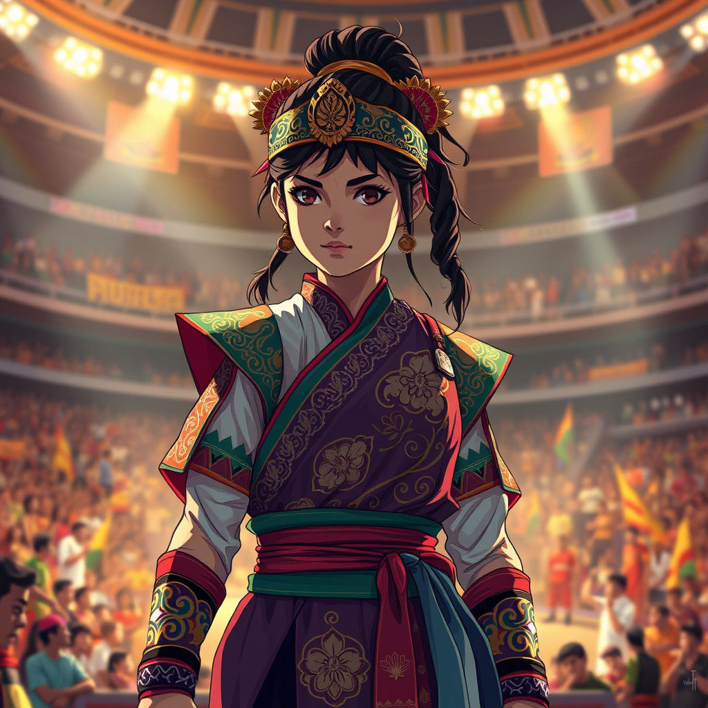 Sri Lankan Girl Fighter in Manga Anime Style