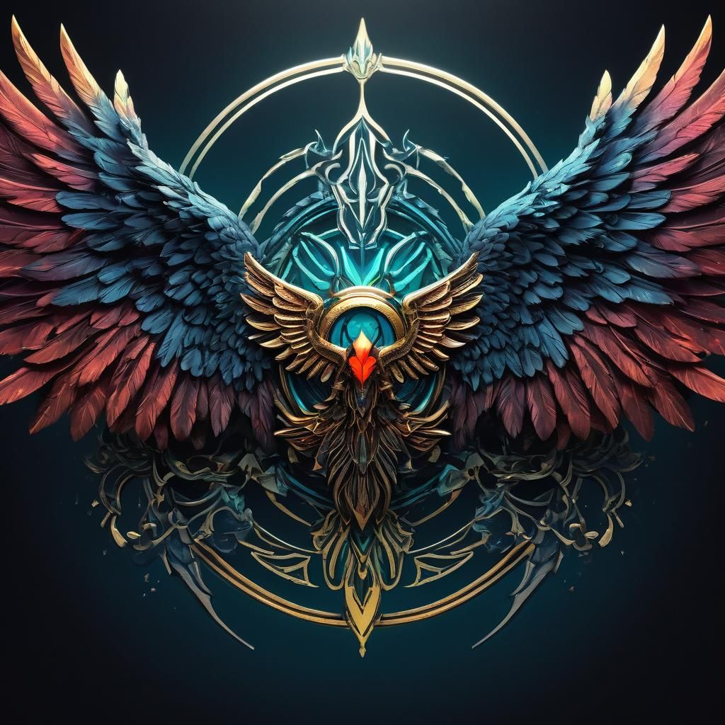 Anime-Style Fantasy Logo with Wings and Tier