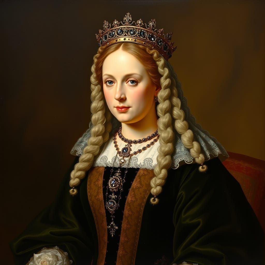 Elizabeth of York in Elegant Baroque Oil Painting