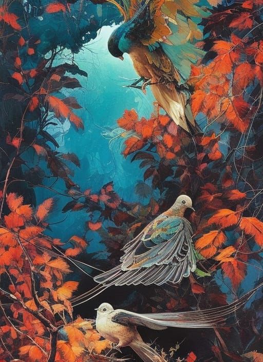 Borderlands Dove Illustration with Marbling Effect