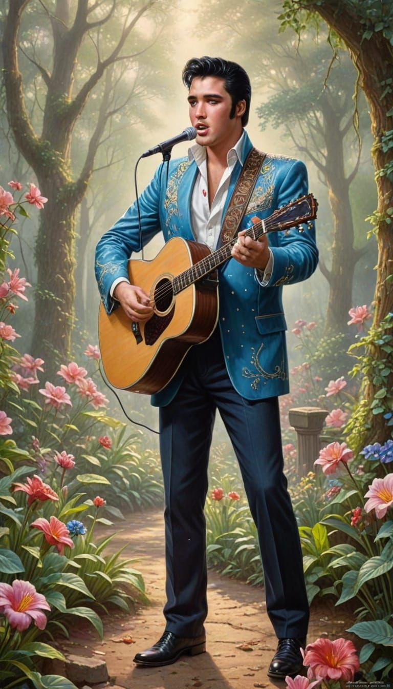 Elvis Presley Sings in Ethereal Fantasy Style