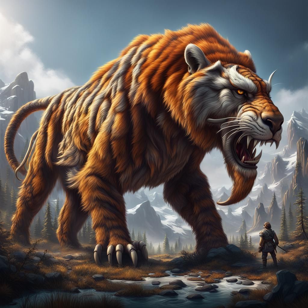 Detailed Hybrid Saber-Tooth Mammoth Concept Art