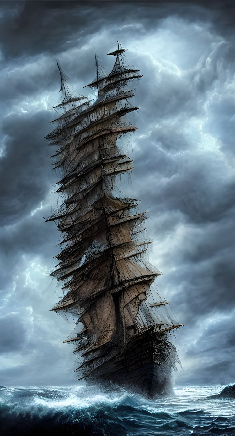 Epic Flying Dutchman in Ocean Storm