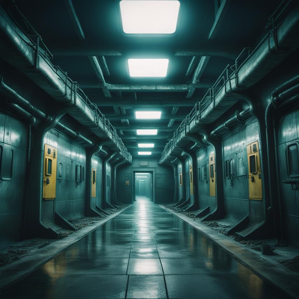 MK Ultra Style Underground Facility: Cinematic Film Still