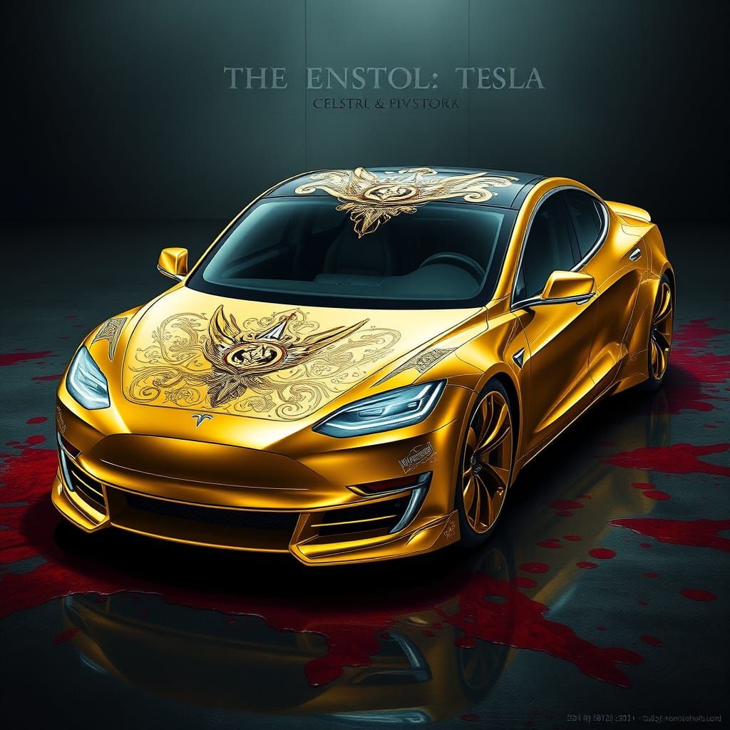 Luxury Tesla Adorned with Intricate Details in Blood-Red Spl...
