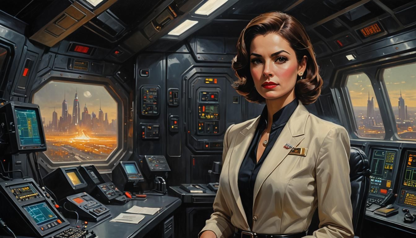 Retro-Future Portrait of Confident Businesswoman