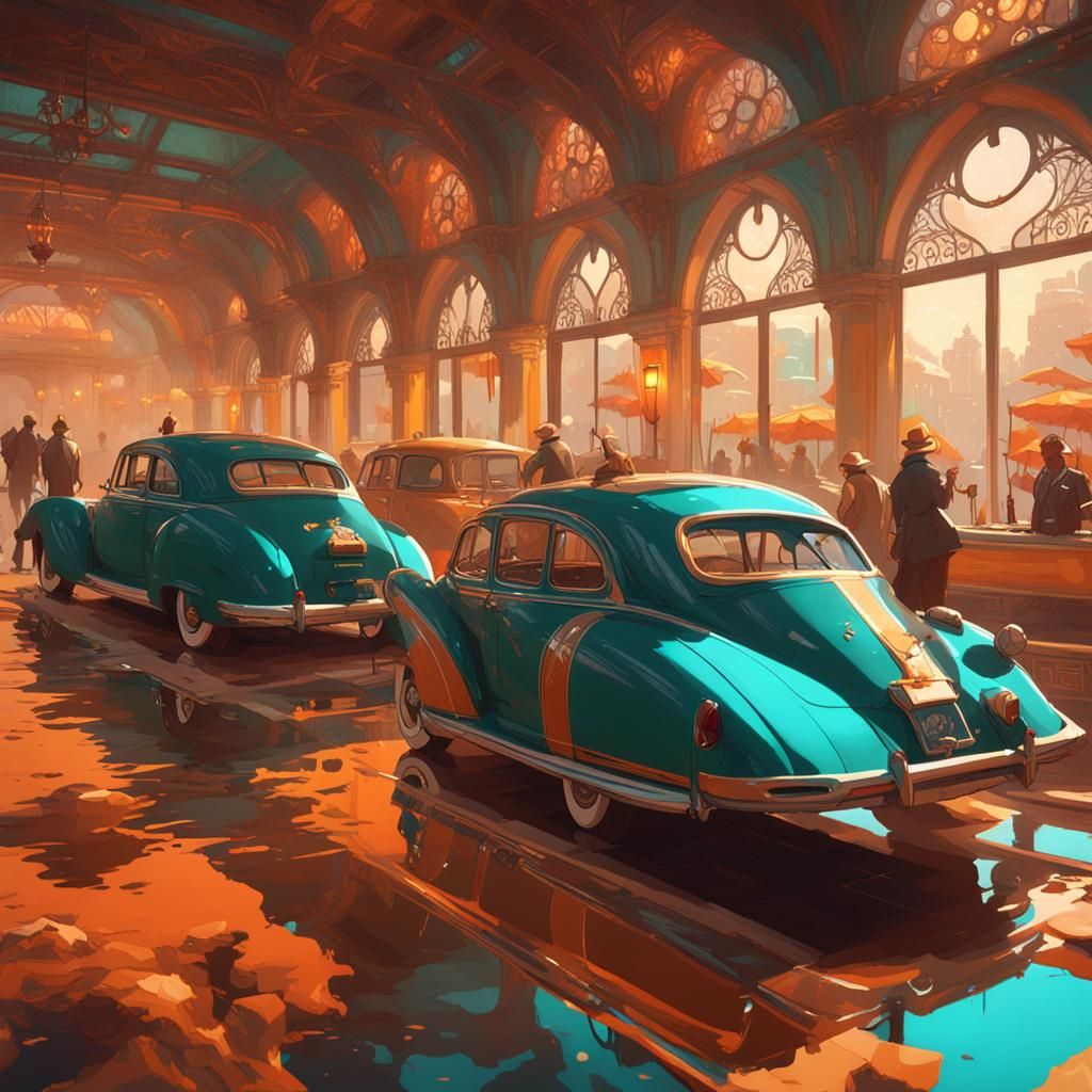 Dynamic Concept Art in Art Nouveau Style