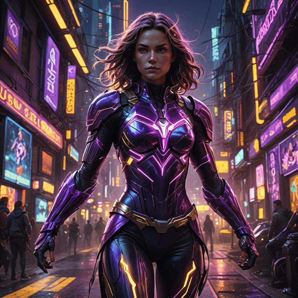 Light-Powered Superhero in Dark Fantasy Style