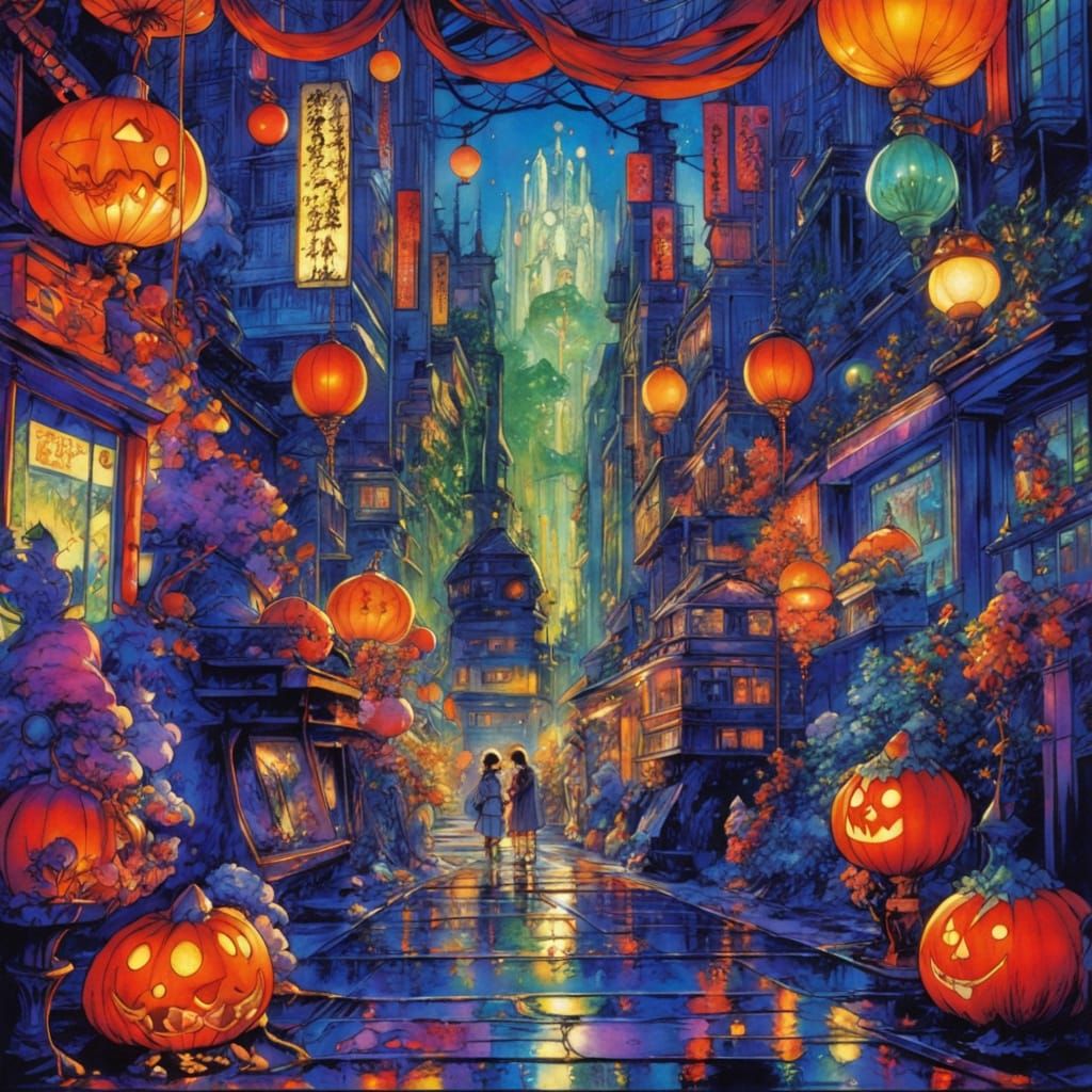 Monster Cyborgs Collect Candy in Neon Futuristic City