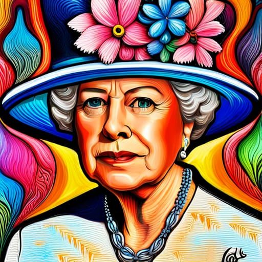 Queen Elizabeth's Hat in Mixed Media Street Art