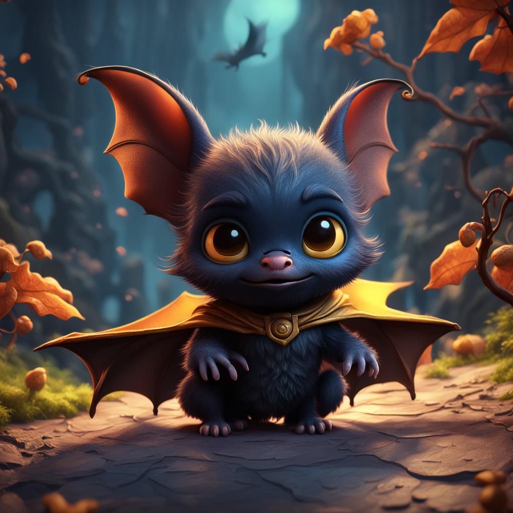 Adorable Disney Bat: Detailed Fantasy Concept Art
