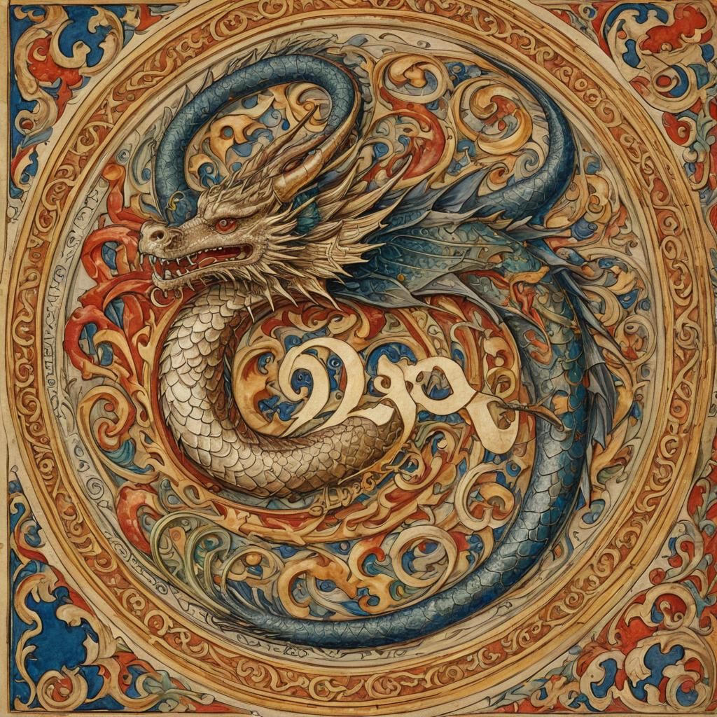 Dragon Breathing Fire: Medieval Manuscript Illumination
