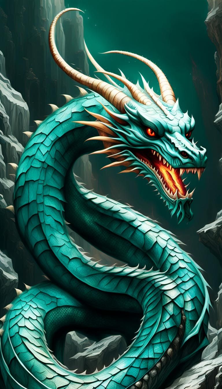 Majestic Dragon on Volcanic Peak: Fantasy Artwork