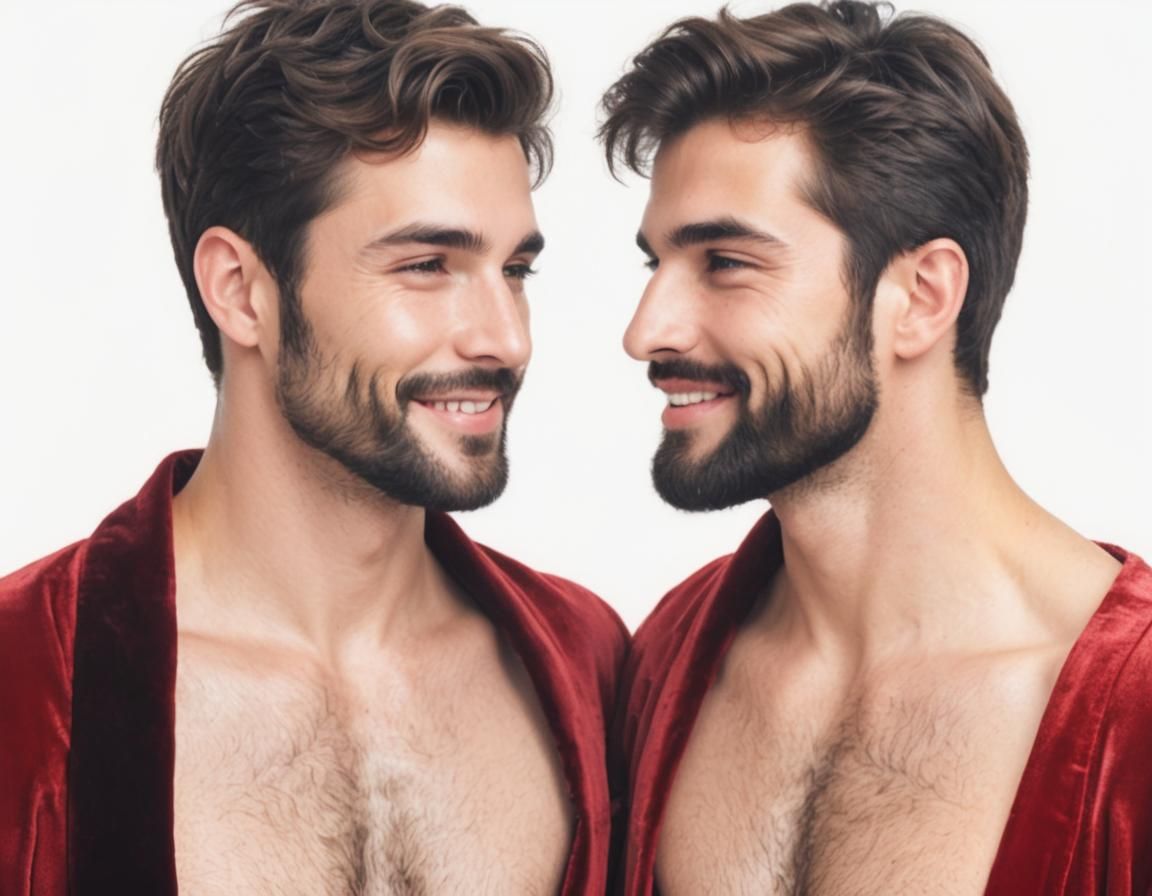 Elegant Men in Velvet Robes: Hyperrealistic Portrait