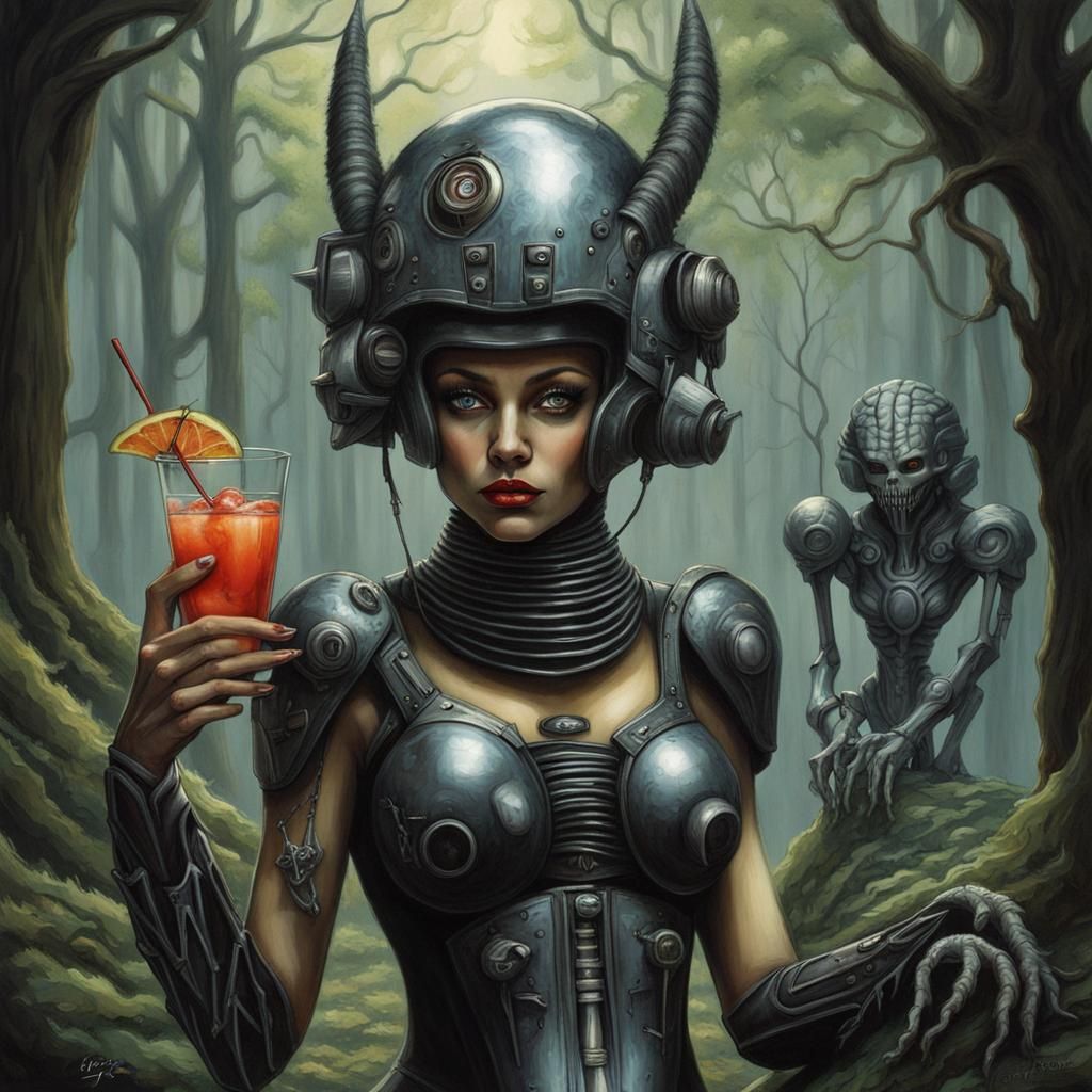 Futuristic Bark Pixie in Sinister Giger Style