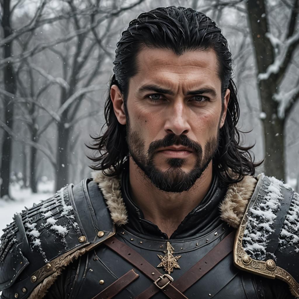 Dark Fantasy Mercenary in Winter Portrait