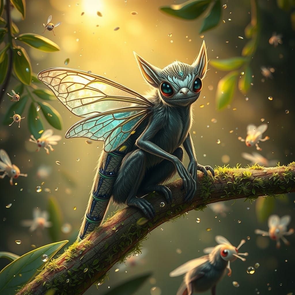Majestic Firefly Hero Amidst Iridescent Wings and Ethereal F...