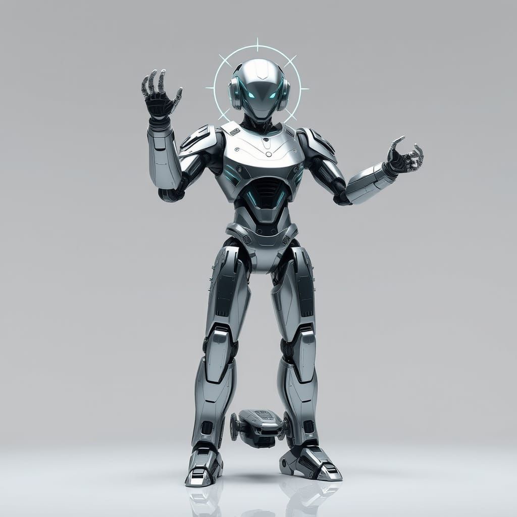 Sleek Mirrored Robot with Transforming Limbs