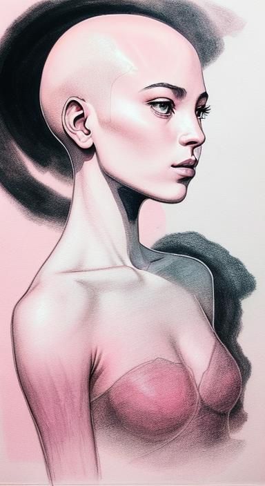 Psychedelic Silhouette: Minimalistic Line Art of a Girl