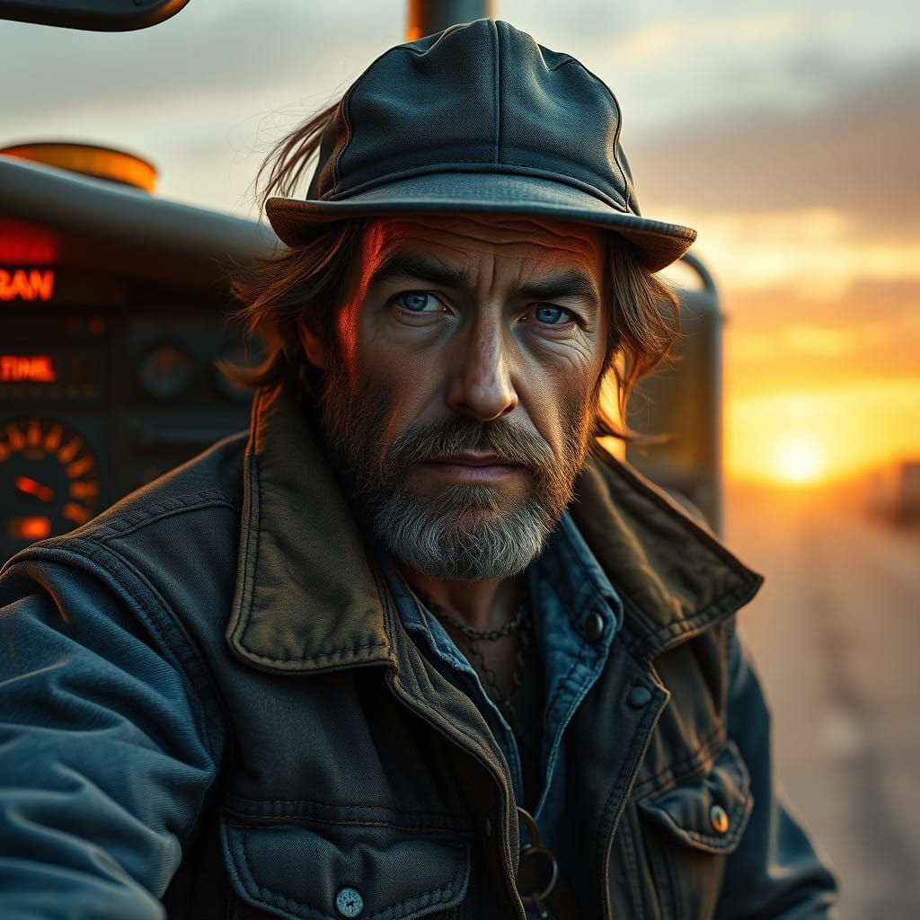 Gritty American Trucker Portrait in Stunning 8K Resolution