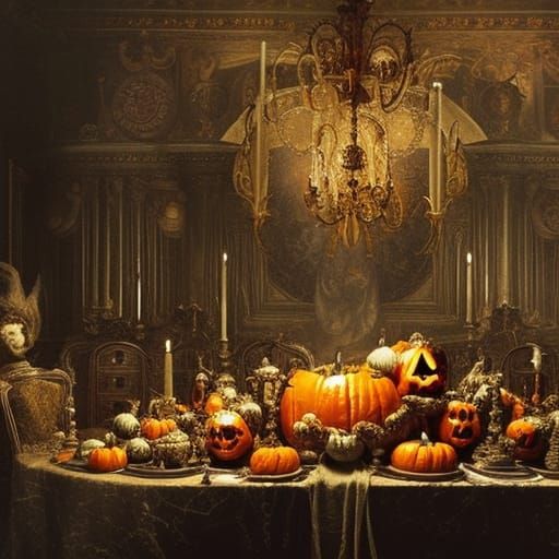 Rococo Halloween Still Life: Digital Matte Painting