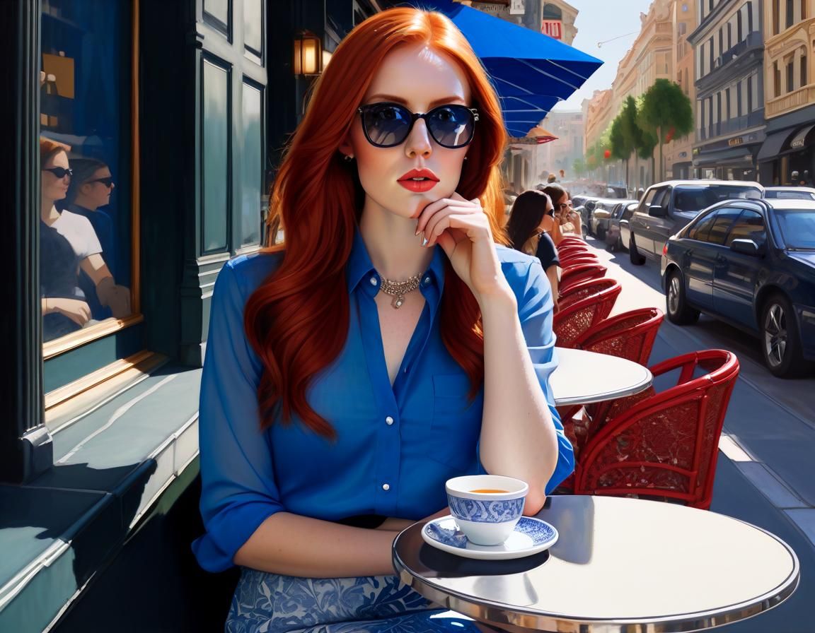 Ethereal Café Scene in Ink and Graphite