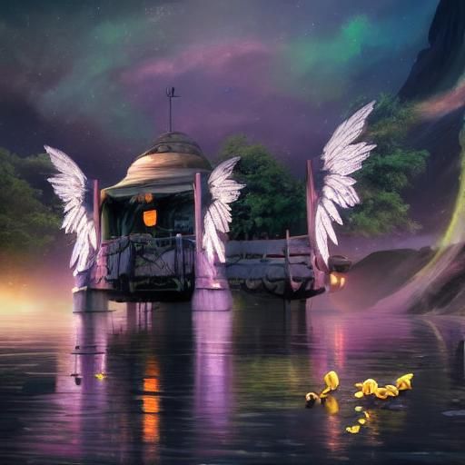 Angels Under Starry Sky: Digital Matte Painting