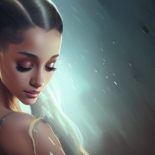 Ariana Grande Concept Art Portrait in Triadic Colors