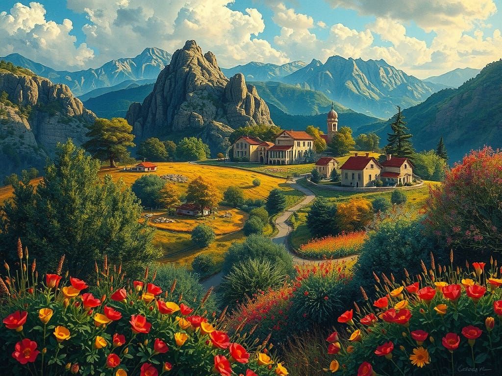 Visions of an Ancient Realm: Neo-Impressionist Masterpiece