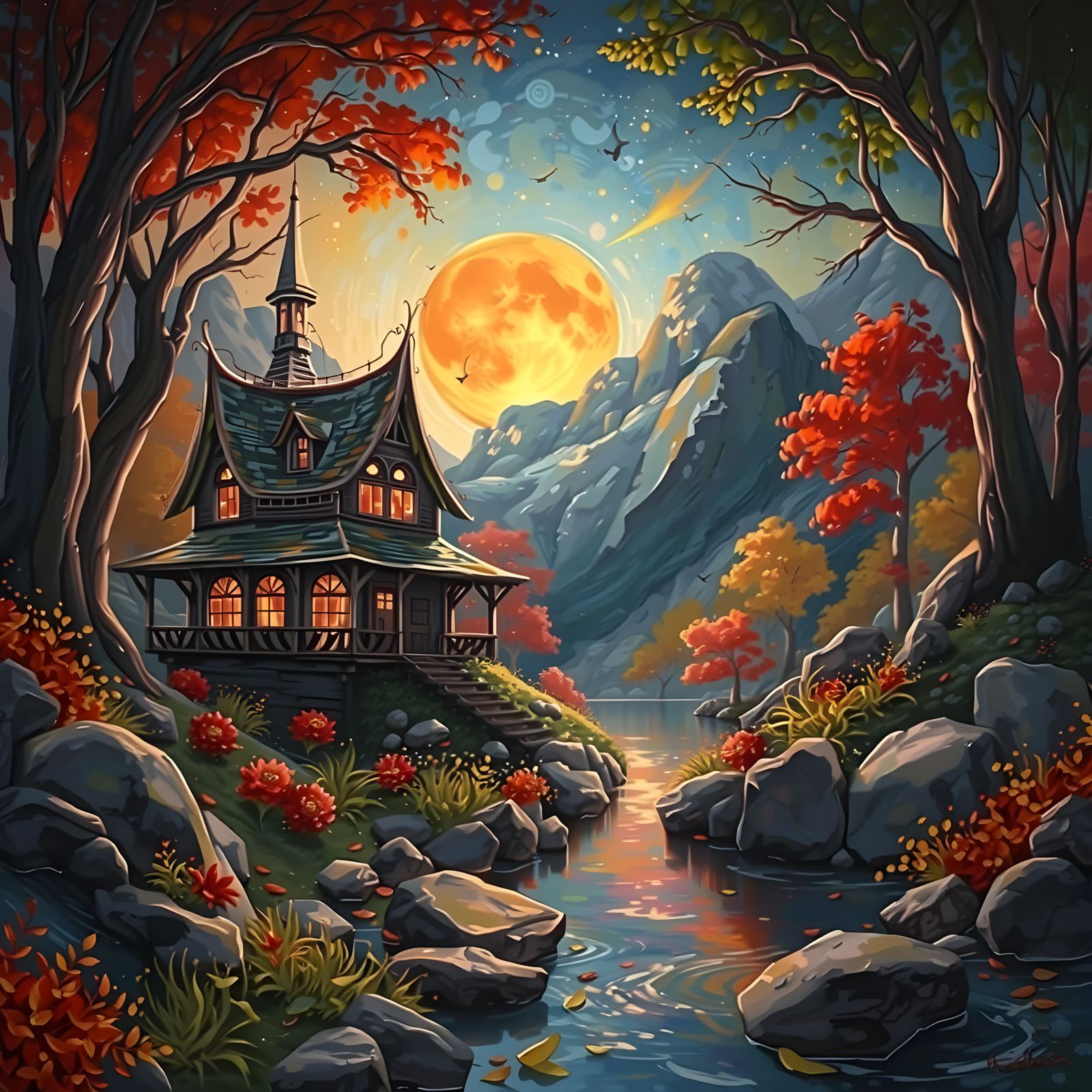 Vibrant Textured Oil Painting in Neo-Impressionist Style