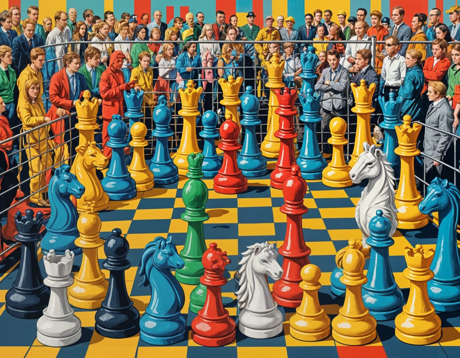 Chess Piece Animals in Zoo, Pop Art Screen Print