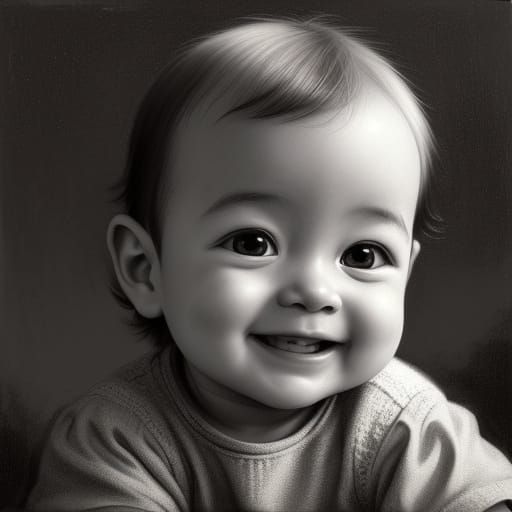 Smiling Baby Portrait in Oil, Gurney Style