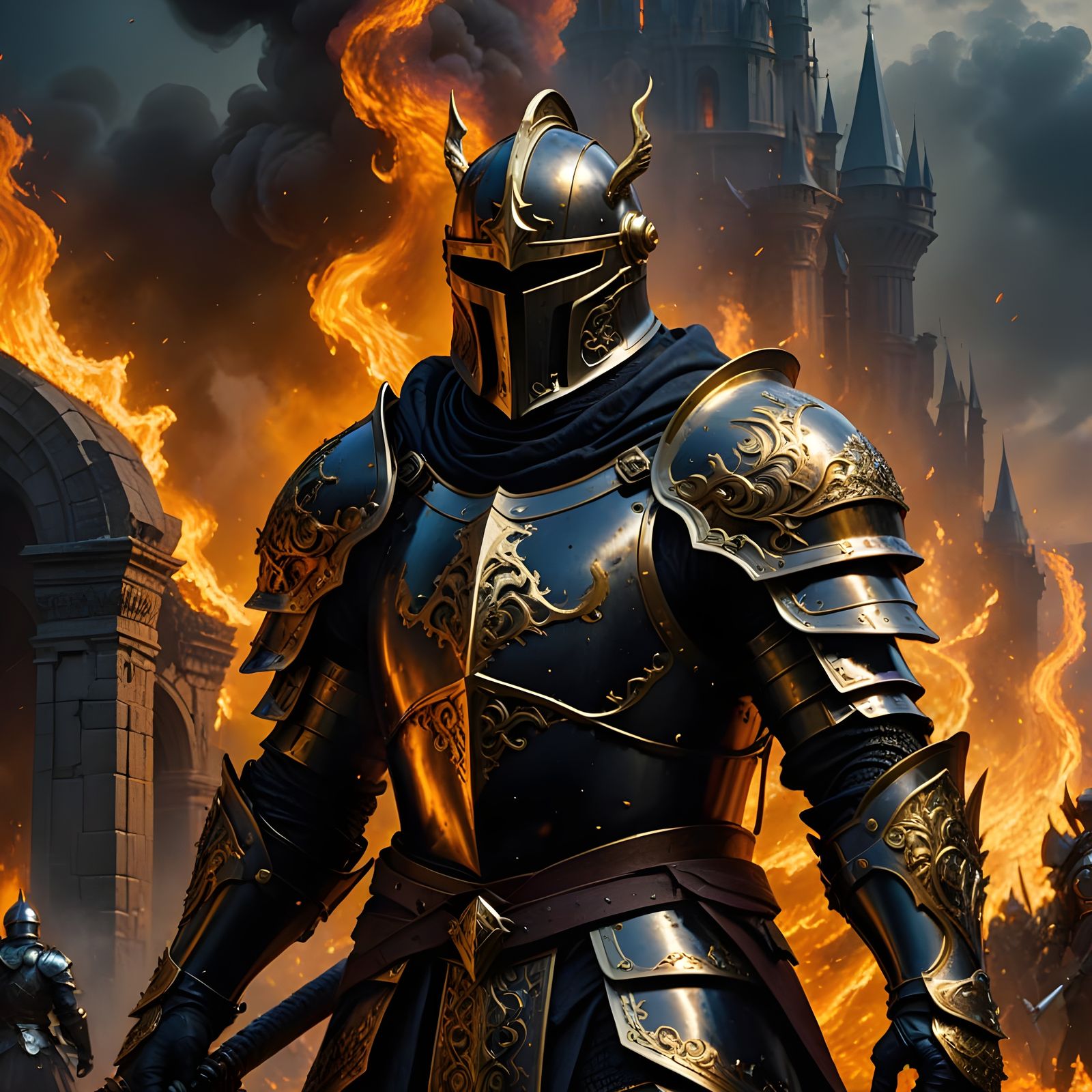 Dark Demon Knight in a Fiery Hekmstorm