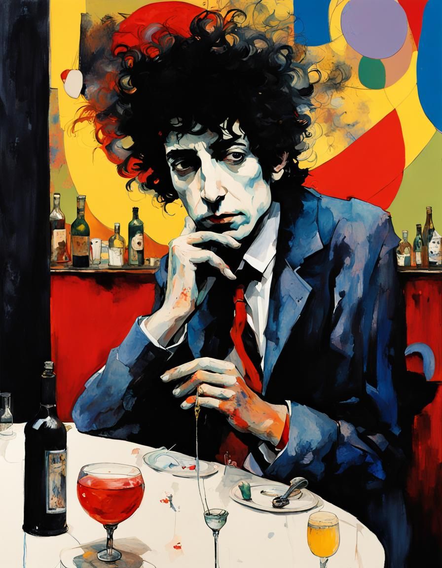 Bob Dylan bored at a bar