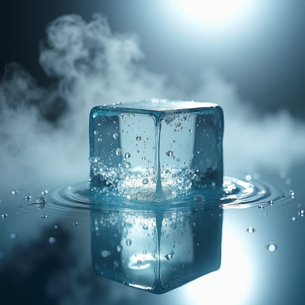 Melting Ice Cube Macro Photograph