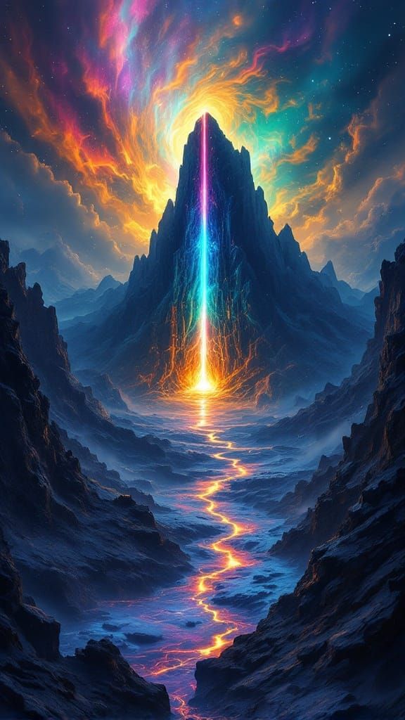 Dazzling Chiaroscuro Scene with Swirling Shadows and Radiant...