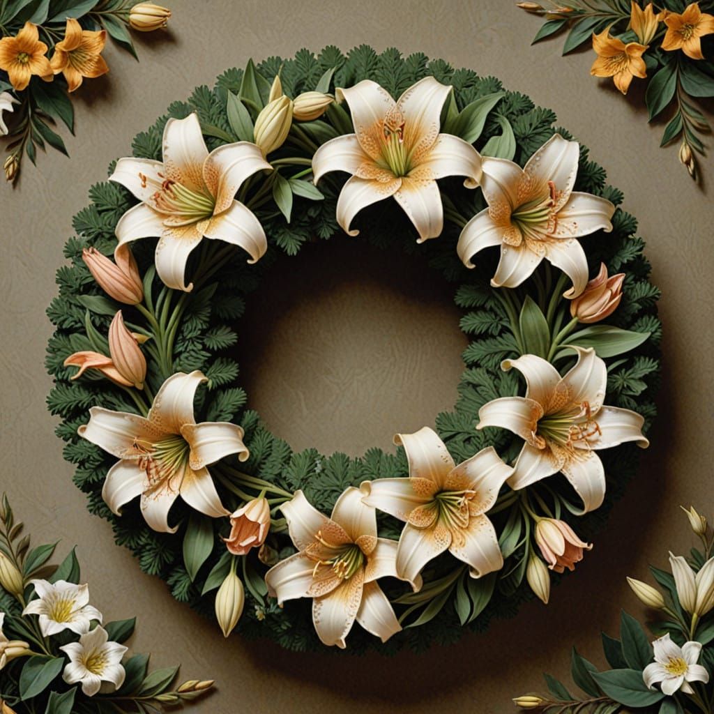 Bronze Lily Wreath Cake