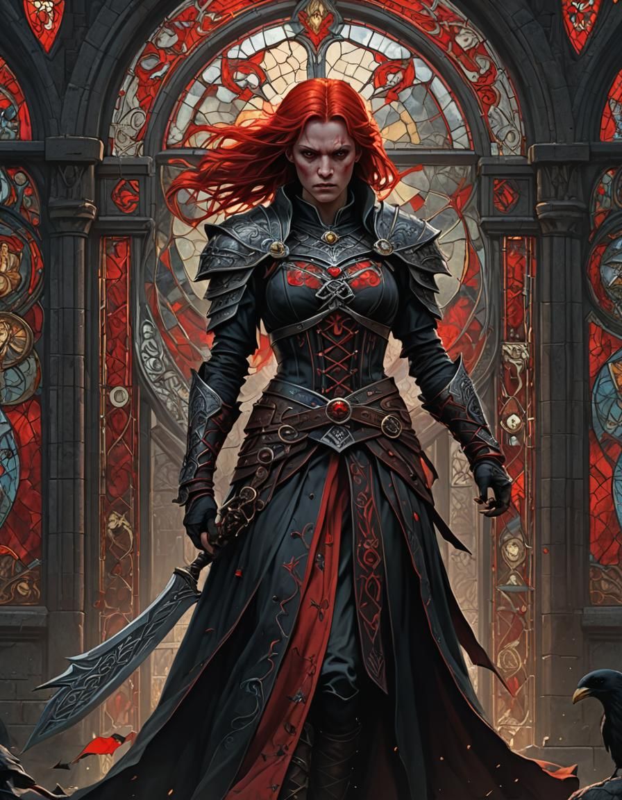 Celtic Warrior with Ravens: Gothic Dark Fantasy Art