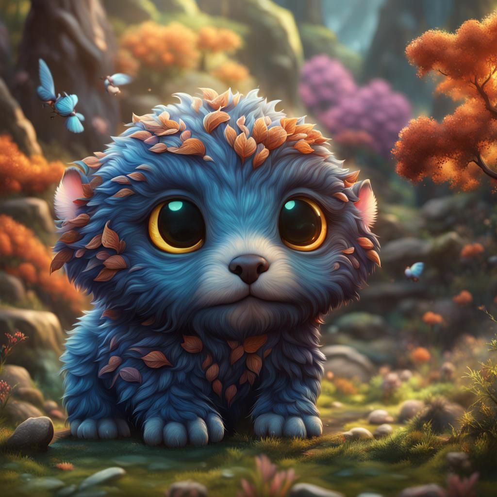 Cute Baby Animal in Detailed Fantasy Art