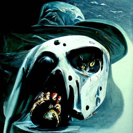 Eerie Friday the 13th Scene as Oil Painting