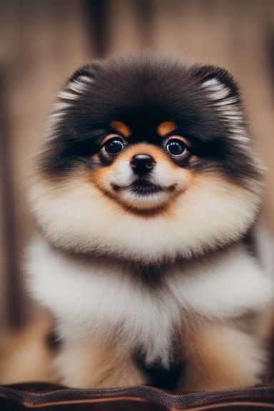Fluffy Brown Pomeranian in Professional Photography Style