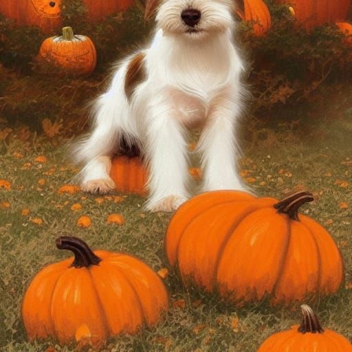 Jack Russell Puppy's Autumn Halloween: Artgerm Style